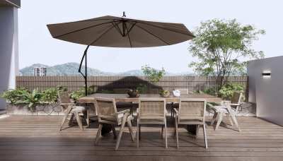 现代户外休闲桌椅组合3D模型下载